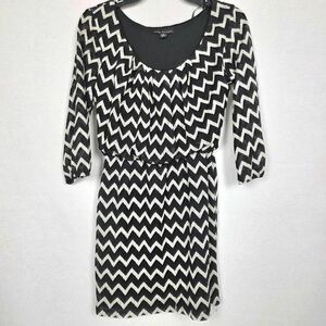 City Triangles Black White Chevron Dress Size Small